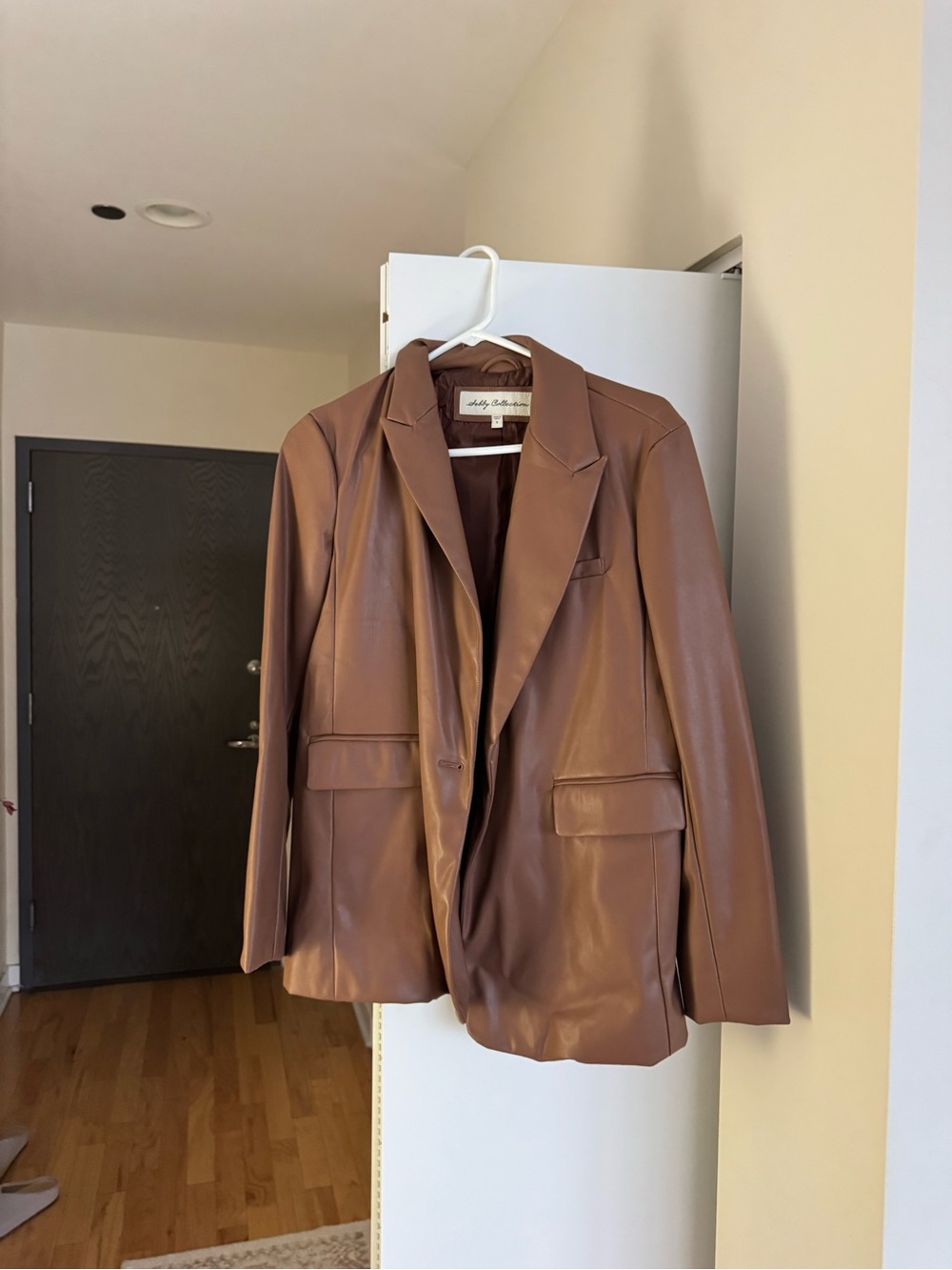 Leather-Feel Brown Blazer Jacket by Aritzia